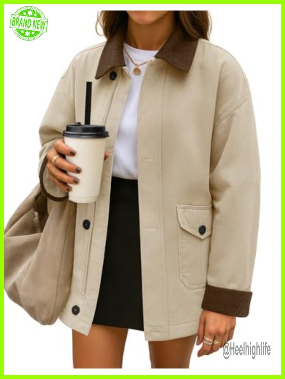 Women's Lightweight Cotton Barn Jacket Casual Loose Fit Coat